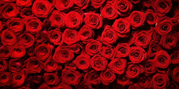 El fondo de rosas rojas simboliza el amor y la pasión