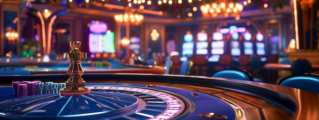 fondo de la ruleta de casino y estandarte