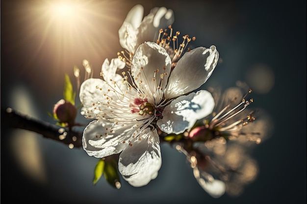 Fondo de sakura de cerezos en flor de primavera con flores de primavera AI
