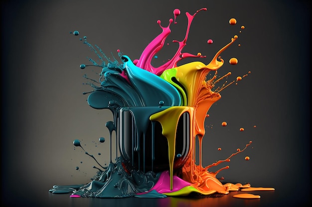 Fondo de salpicaduras de color 3D abstracto Ai generativo