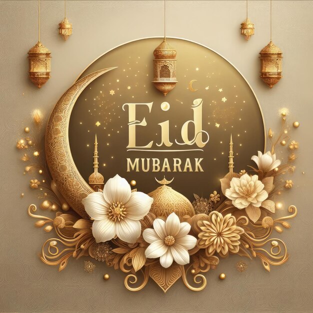 Foto el fondo de saludo decorativo del festival de eid mubarak