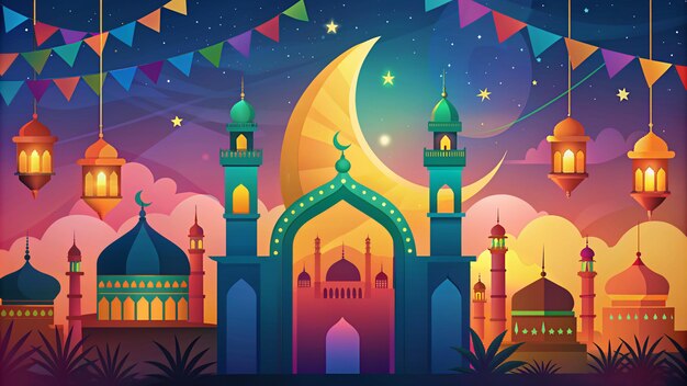 Foto el fondo del saludo decorativo de la fiesta de eid mubarak