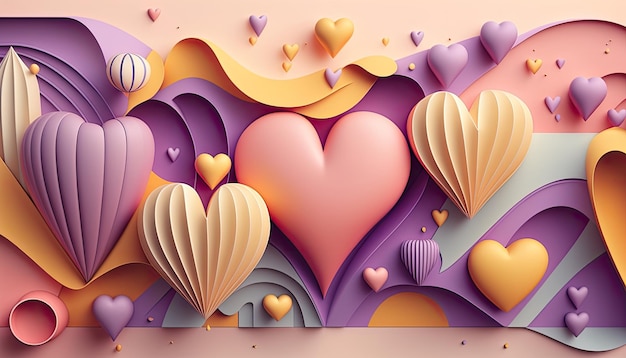 Fondo de San Valentín 3D en colores pastel