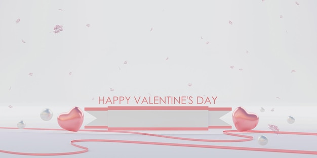 Fondo de San Valentín en colores suaves con corazones de etiquetas y regalos en colores dulces modelo 3d