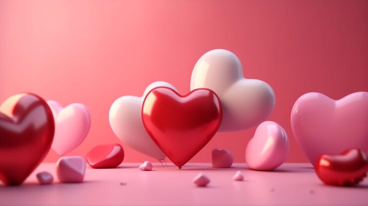 Fondo de san valentín con corazones rojos y blancos ai generativo.