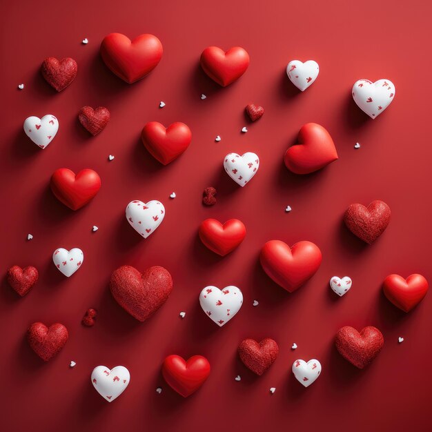 fondo de San Valentín con lindos corazones rojos IA generativa