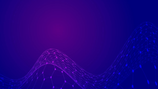 Fondo de sentido vectorial en forma de pico de panal hexagonal de enlace de línea de punto