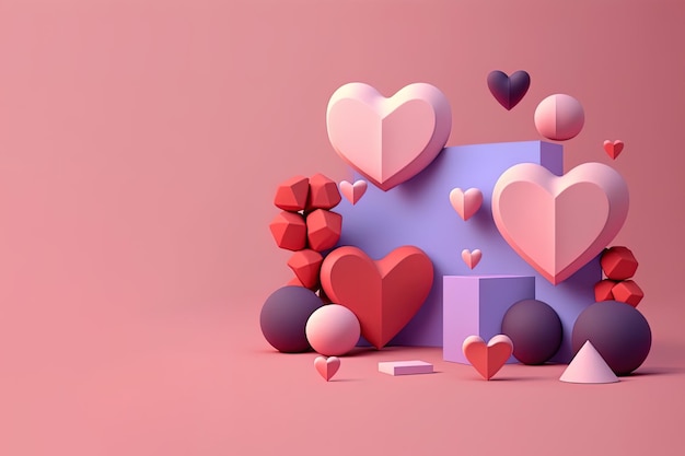 Fondo simple y minimalista del día de San Valentín con lindos corazones y símbolos de amor