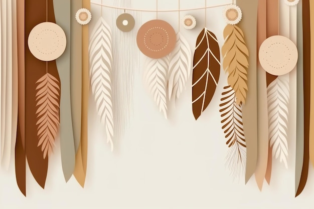 Fondo simple y minimalista inspirado en Boho con tonos apagados y espacio de copia vacío