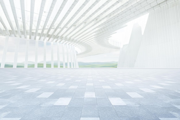 Fondo de suelo interior de espacio no tripulado de arquitectura moderna