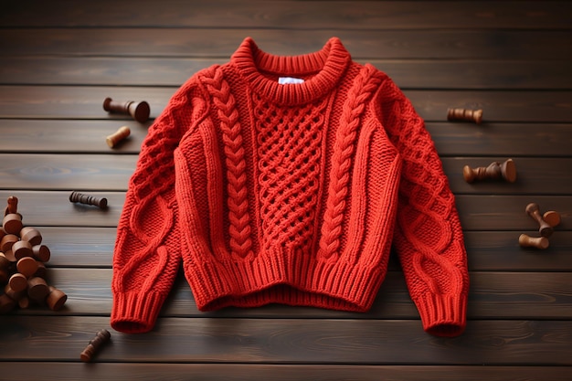 Fondo de suéter de punto rojo con diseño tradicional Textura de lana de punto de punto de fondo de Christmast de punto Rojo