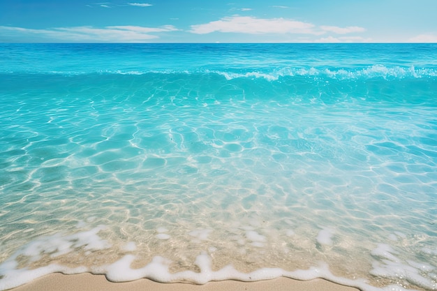 Fondo de superficie de agua de playa clara Escena tropical con agua azul y superficie de playa clara