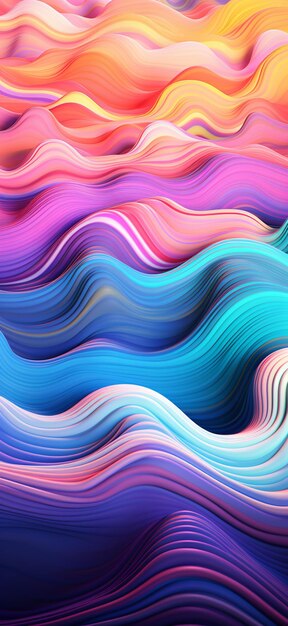 Fondo surrealismo con efecto de neón de línea curva de múltiples colores papel tapiz de teléfono