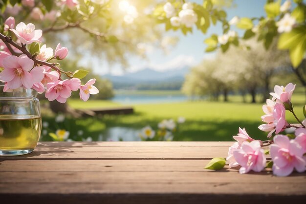 Fondo de la tabla y hora de primavera