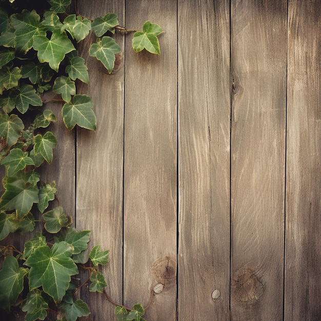 Fondo de tablones de madera con una hoja