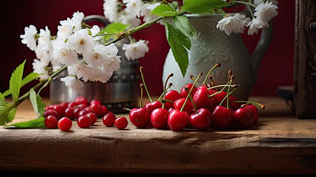 Fondo del tallo de la cereza de mesa