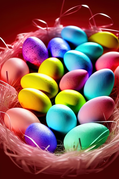 Fondo de tarjeta de Pascua feliz con huevos de Pascua coloridos con espacio de copia para texto Huevos de Pascua con estilo