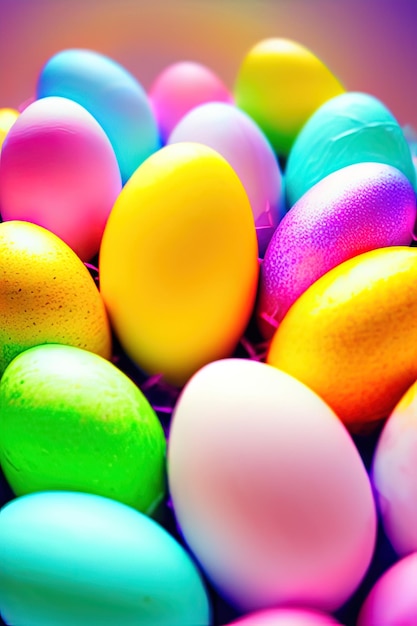 Fondo de tarjeta de Pascua feliz con huevos de Pascua coloridos con espacio de copia para texto Huevos de Pascua con estilo