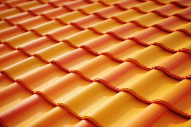 Foto fondo del techo en azulejos rojos filas superpuestas de azulejos amarillos