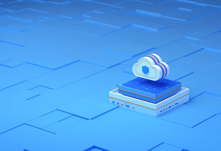 Foto fondo de tecnología 3d de los servicios de seguridad en la nube
