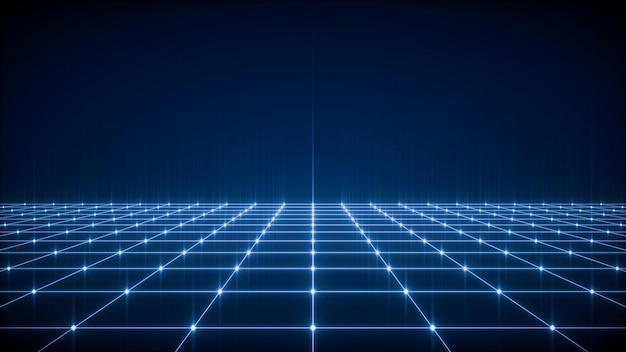 Fondo de tecnología abstracta azul oscuro de fondo de pantalla de cuadrícula de espacio de tecnología moderna futurista 3D