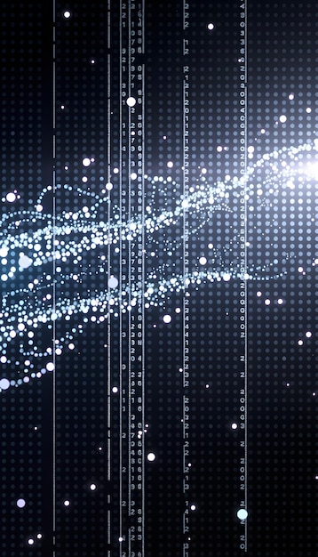 Fondo de tecnología abstracta Big data código digital puntos futuristas fondo renderizado en 3D