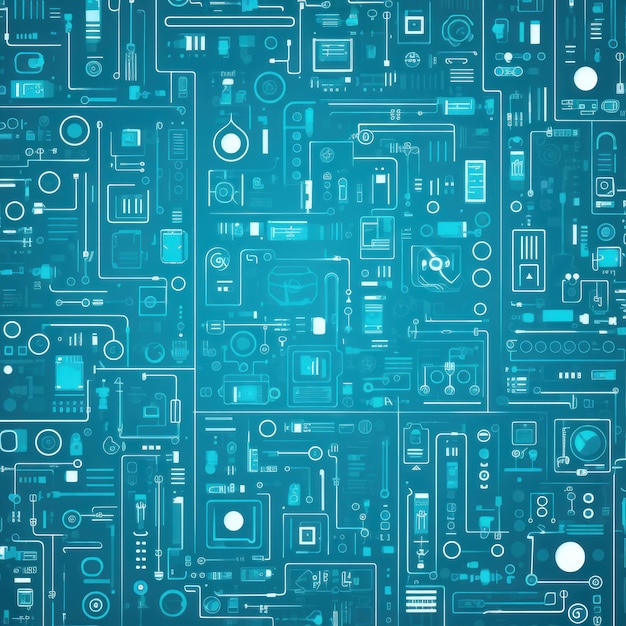 Foto fondo de tecnología abstracta de cian utilizando dispositivos tecnológicos e íconos patrón de ilustración vectorial de interfaz de línea delgada id de trabajo 70c6c56dffe94aeca53bedfec4990b36