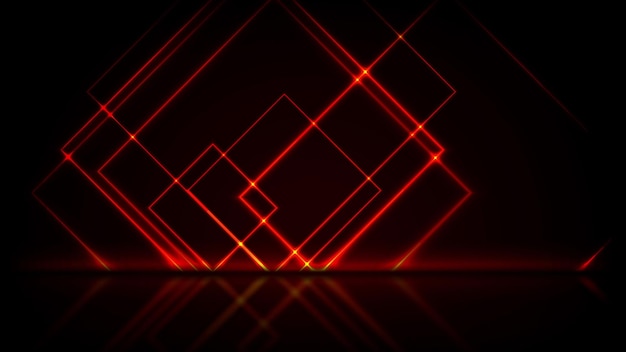 Fondo de tecnología abstracta de cuadrados de neón rojo