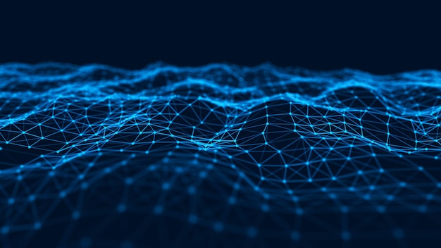 Fondo de tecnología abstracta Fondo de música azul Visualización de grandes datos Renderización 3D
