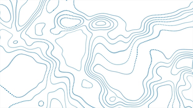 Fondo de tecnología abstracta de mapa de contorno topográfico de líneas punteadas azules