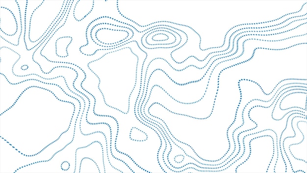 Fondo de tecnología abstracta de mapa de contorno topográfico de líneas punteadas azules