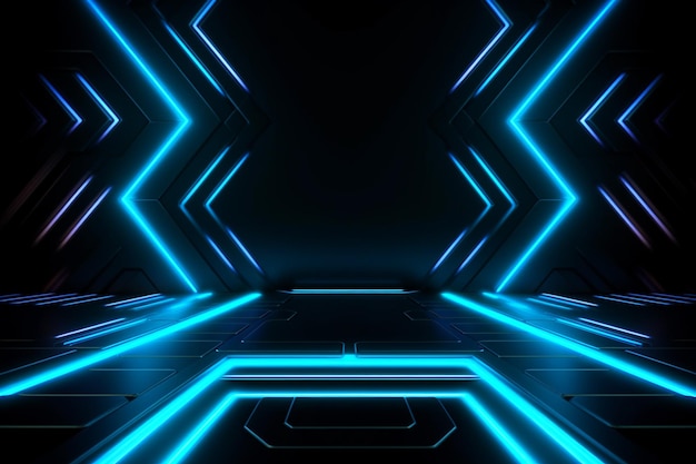 Fondo de tecnología abstracta con neón azul