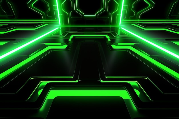 Fondo de tecnología abstracta con neón verde