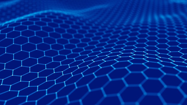 Fondo de tecnología abstracta Visualización de grandes datos Fondo de hexágono futurista Inteligencia artificial Representación 3D