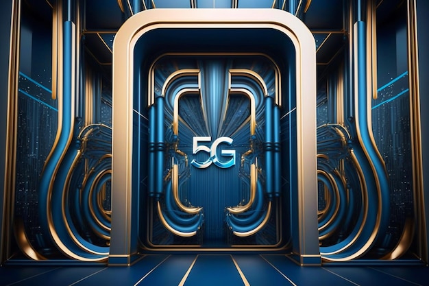 Fondo de tecnología azul 5g lujo moderno