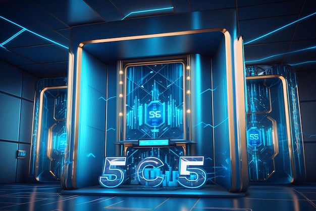 Fondo de tecnología azul 5g lujo moderno