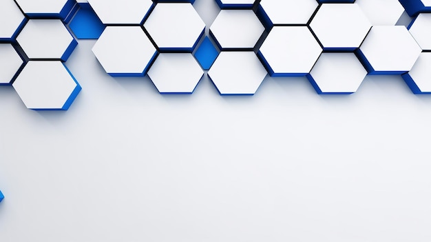 Fondo de tecnología blanca con diseño de patrón hexagonal de tecnología azul