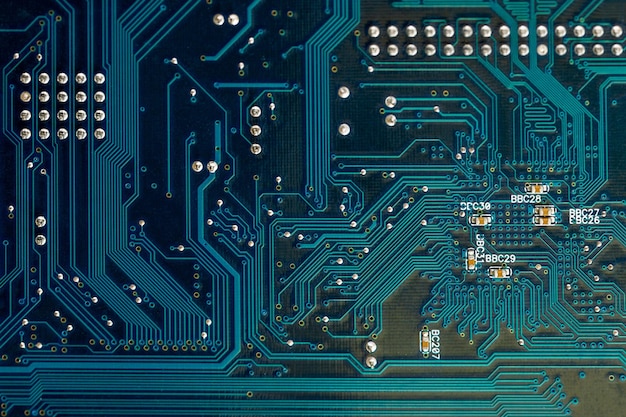 Fondo de tecnología de cierre de circuito de placa pcb azul