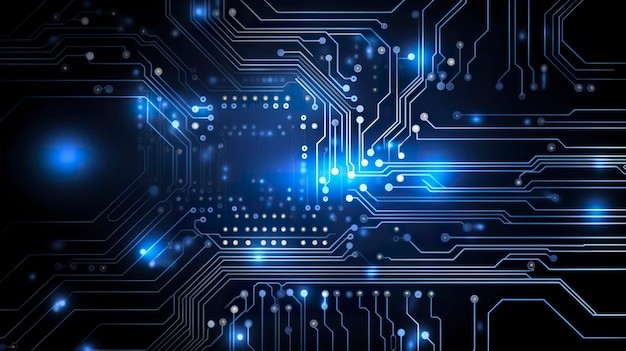 Fondo de tecnología de circuito con sistema de conexión de datos digitales de alta tecnología y diseño electrónico de computadora generat ai