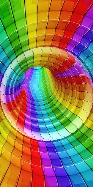 Fondo de tecnología de colores del arco iris representación 3d vertical