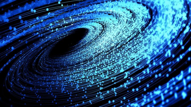 Fondo de tecnología de comunicación de big data de vórtice de partículas de punto y línea