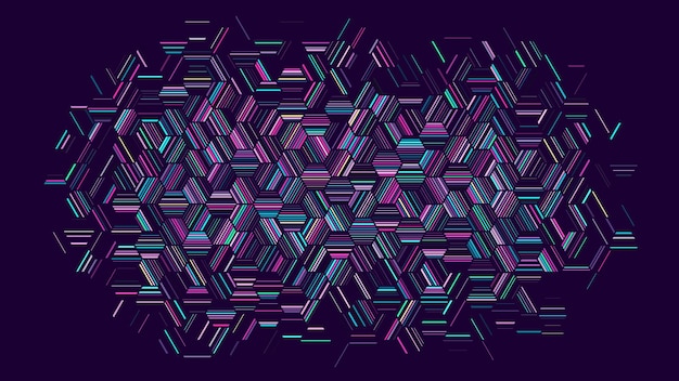 Fondo de tecnología geométrica abstracta con líneas hexagonales en colores neón rosa y azul