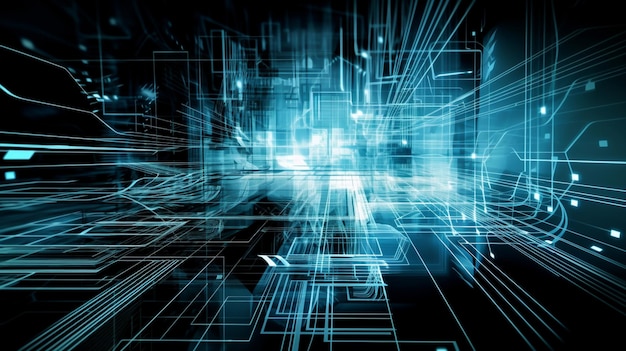 Fondo de tecnología Ilustración de fondo de red de tecnología abstracta Onda de punto futurista
