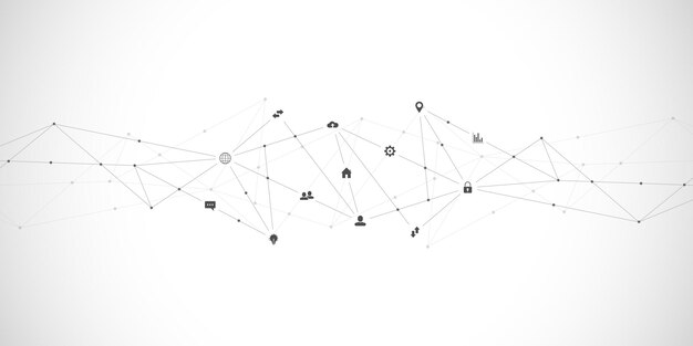 Fondo de tecnología de la información con elementos infográficos e iconos planos