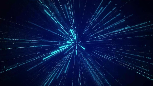 Fondo de tecnología informática Flujo de datos digitales Estructura de conexión de red Visualización de big data Representación 3d