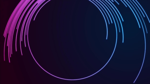 Fondo de tecnología de líneas redondas de láser de neón ultravioleta azul