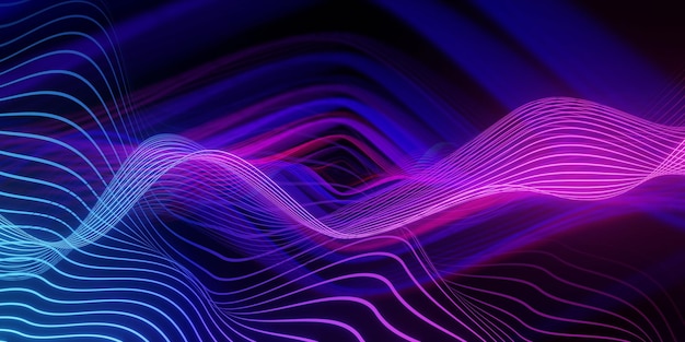 Fondo de tecnología de onda 3d renderabstract con luz colorida fondo fantástico colorido