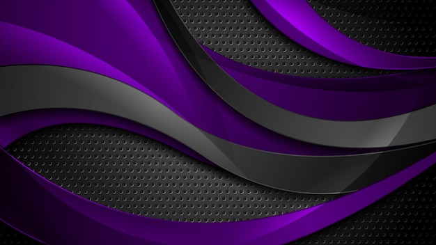 Fondo de tecnología de ondas abstractas violeta y negro