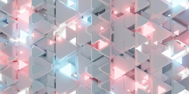 Fondo de tecnología Tonos blancos Textura geométrica moderna abstracta Líneas de neón brillantes 3d