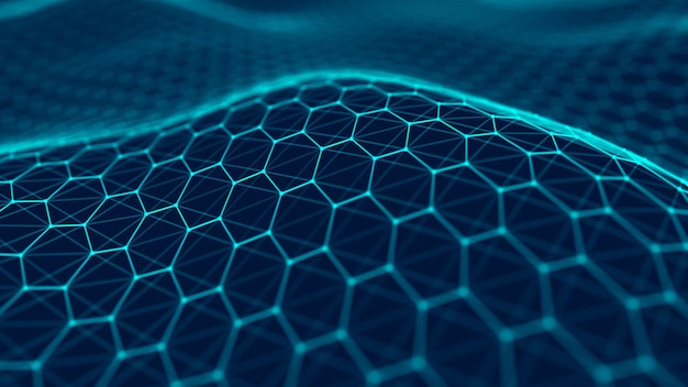 Fondo de tecnología vectorial Efecto plexo Fondo poligonal abstracto con puntos y líneas de conexión Fondo de tecnología de conexión